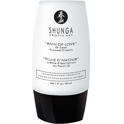 Frasco branco com tampa preta de creme íntimo SHUNGA 'RAIN OF LOVE'
