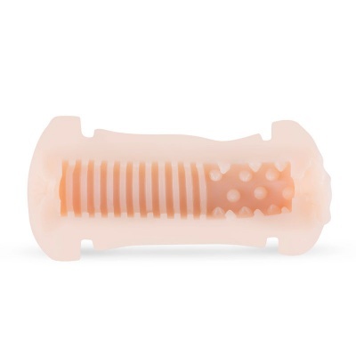 Acessório de silicone com textura interna, cor de pele, em fundo branco