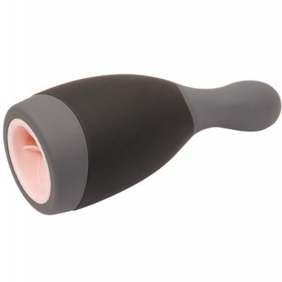 Masturbador masculino preto e cinzento com interior cor de pele
