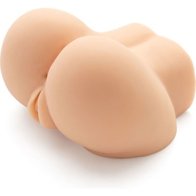 Produto em tom pele simulando partes do corpo, sobre fundo branco.