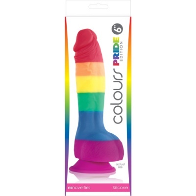 Dildo de silicone em cores do arco-íris na embalagem PRIDE EDITION