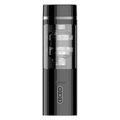 Dispositivo portátil preto com partes transparentes e botões de controlo