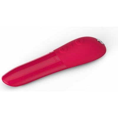 Vibrador ergonómico vermelho de silicone com botões embutidos