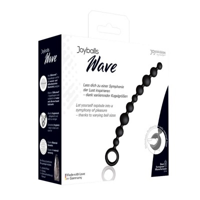 Embalagem do produto Joyballs Wave com contas pretas conectadas