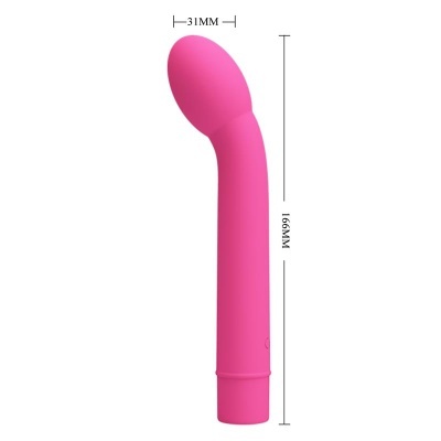 Vibrador cor-de-rosa de silicone com ponta arredondada curvada
