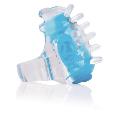 anel azul e transparente com textura em relevo