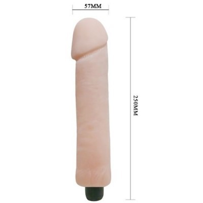Vibrador cor de pele com 250MM de altura e 57MM de largura com base preta
