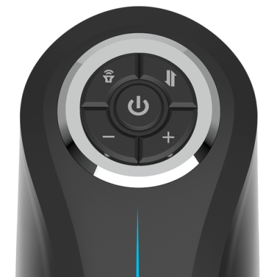 Comando de dispositivo preto com vários botões redondos