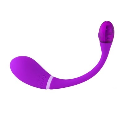 Vibrador roxo com duas extremidades de diferentes materiais