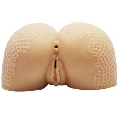 Simulador em silicone da parte inferior do corpo feminino com textura de meia-calça branca