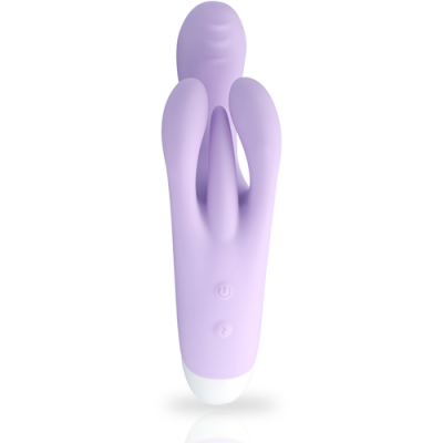 Vibrador lilás de silicone com botões e base branca