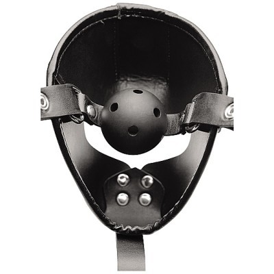 Máscara preta com bola ventilada e tiras ajustáveis