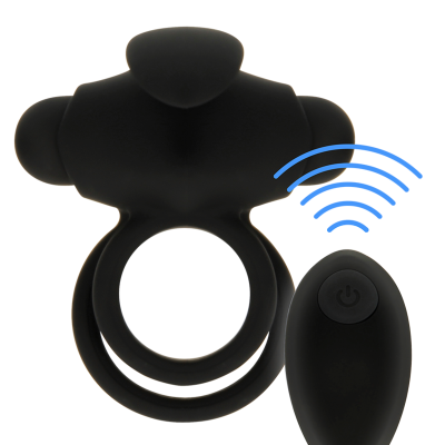 Anel peniano preto de silicone com controle remoto