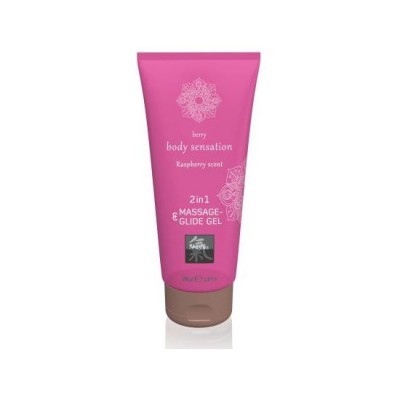 Bisnaga rosa com gel para massagem e deslizamento de corpo aroma framboesa