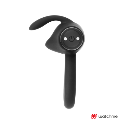 Auricular sem fios preto com botão de ligar/desligar e design ergonómico