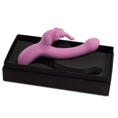 Produto anatómico rosa em silicone numa caixa preta