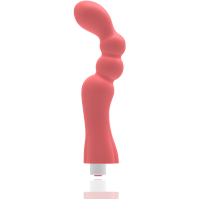 Vibrador cor-de-rosa com base branca e design texturizado