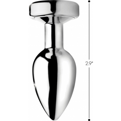 Produto metálico prateado em forma de cone com base larga medido em 2.9