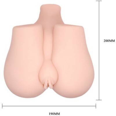 Produto em silicone cor de pele formato nádegas e genital feminina com medidas 190MMx200MM