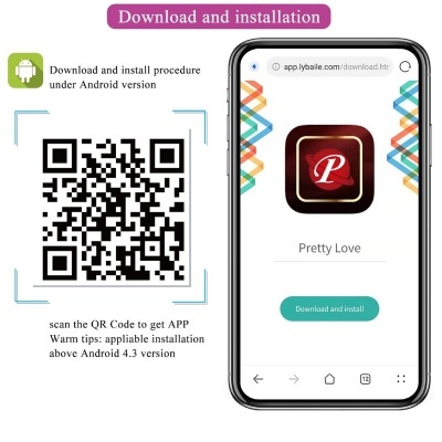 Código QR para download de app Android e smartphone mostrando página da aplicação Pretty Love.