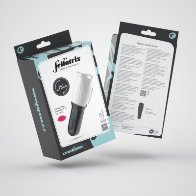 Caixa de massageador Feliatrix com embalagem preta, branca e azul claro