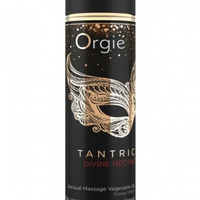 Frasco preto com tampa contendo óleo de massagem Orgie TANTRIC DIVINE NECTAR