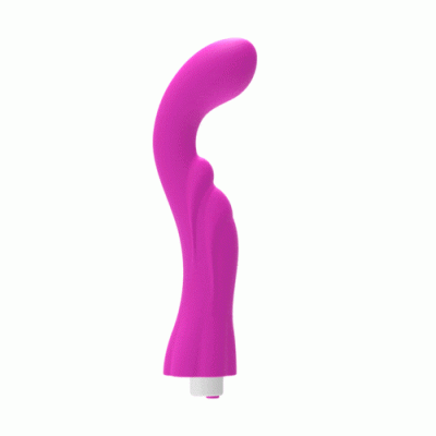 Vibrador rosa curvo em silicone com textura ondulada