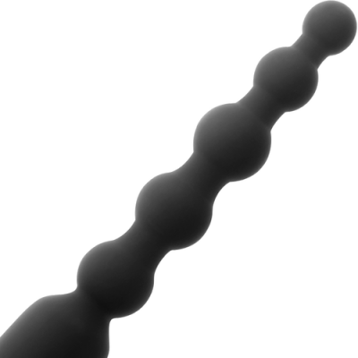 Objeto cilíndrico preto com quatro esferas alinhadas