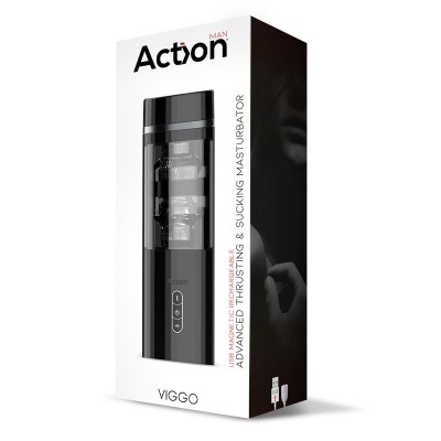 Caixa de embalagem preta e branca com produto eletrônico visível e texto da marca e modelo.