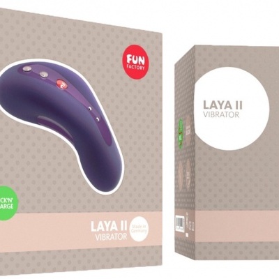 Embalagem de vibrador LAYA II roxo escuro com botões rosa