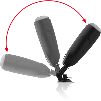 Suporte preto articulado com ventosa e ajuste de inclinação