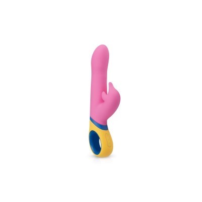 vibrador rosa e amarelo com estimulador lateral