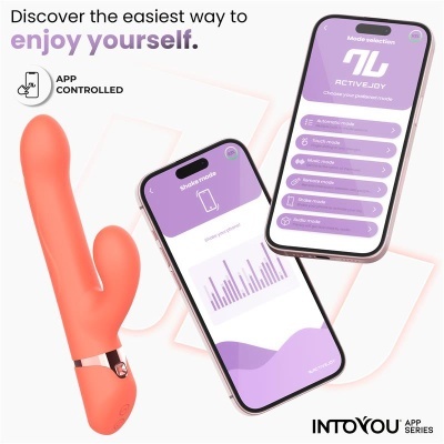 Vibrador coral com app em smartphones em fundo branco