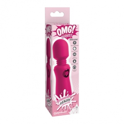 Embalagem vibrador OMG! WANDS cor de rosa silicone recarregável resistente à água
