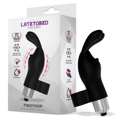 Vibrador bullet coelho preto em silicone com embalagem branca