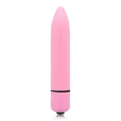 Vibrador rosa pequeno cilíndrico com ponta arredondada
