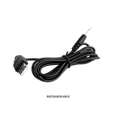 Cabo de carregamento preto com conector USB e plugue cilíndrico