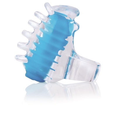 Massageador manual plástico transparente e azul com pinos