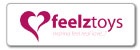 Logótipo feelztoys em rosa e roxo com slogan Explore new sensations