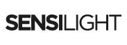 Logótipo 'SENSILIGHT' preto e cinza em fundo branco