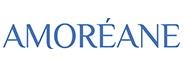 Logótipo azul da marca AMORÉANE sobre fundo branco
