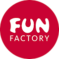 Logótipo vermelho com texto branco FUN FACTORY