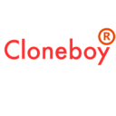 Logotipo da marca Cloneboy em vermelho com símbolo registado