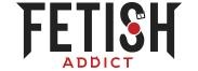 Logotipo da marca FETISH ADDICT com letras pretas e vermelhas