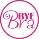 Logótipo cor-de-rosa com as palavras 'BYE Bra'