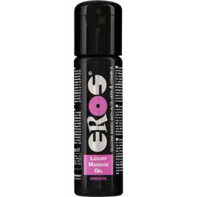 Frasco preto de gel de massagem EROS Luxury Massage Gel Oriental