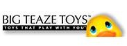 Logotipo BIG TEAZE TOYS com texto e carinha amarela divertida