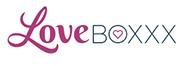 Logotipo LoveBOXXX em rosa e cinzento com coração