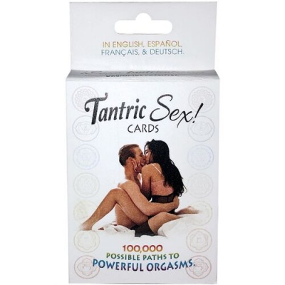 Caixa de cartas Tantric Sex! com imagem de casal sentado e texto descritivo.