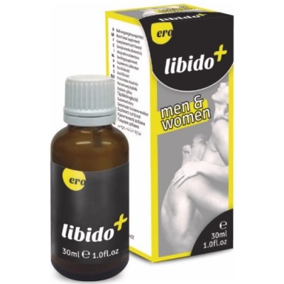 Frasco e embalagem do produto libido+ para homens e mulheres com 30ml